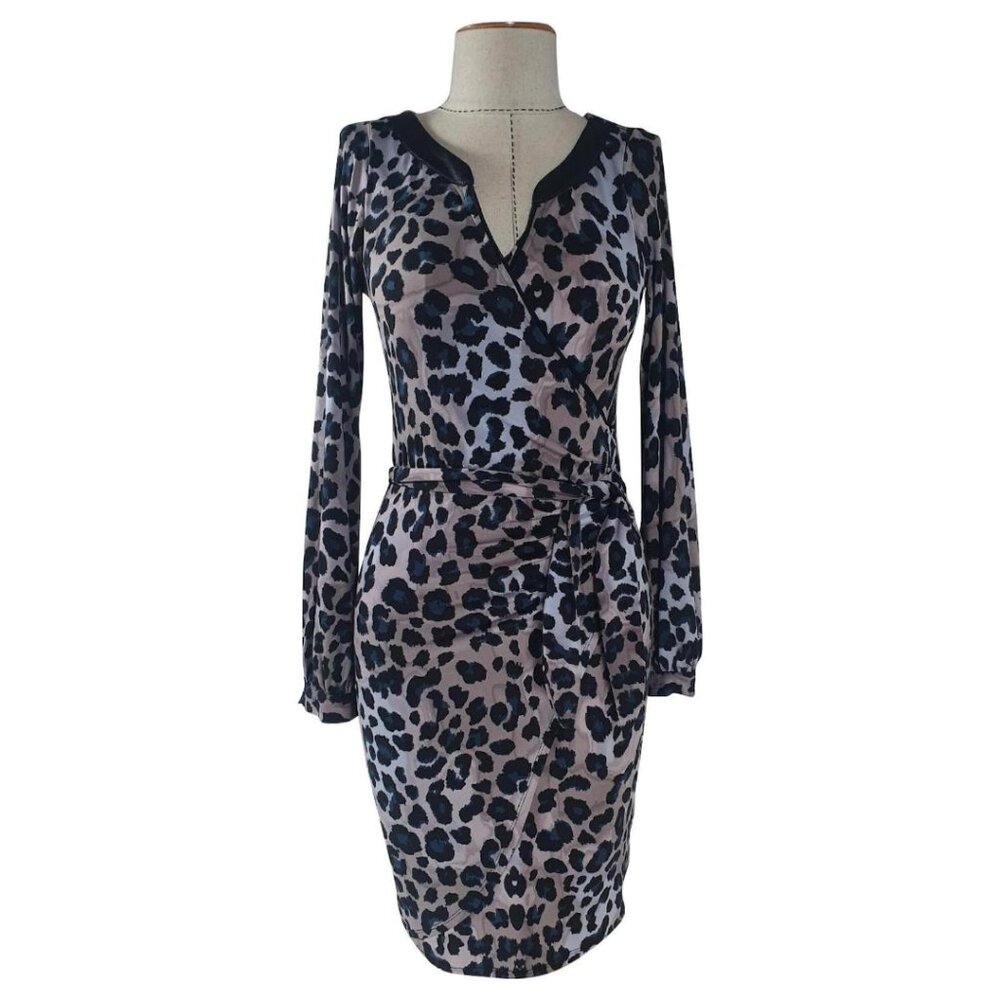 💖 Hale Bob Faux Wrap Animal Print‎ Long Sleeve Dress